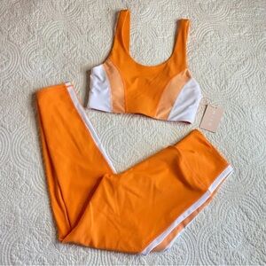 Vibrant Orange and White Women's Leggings Set- Medium! Doesn’t not have tags